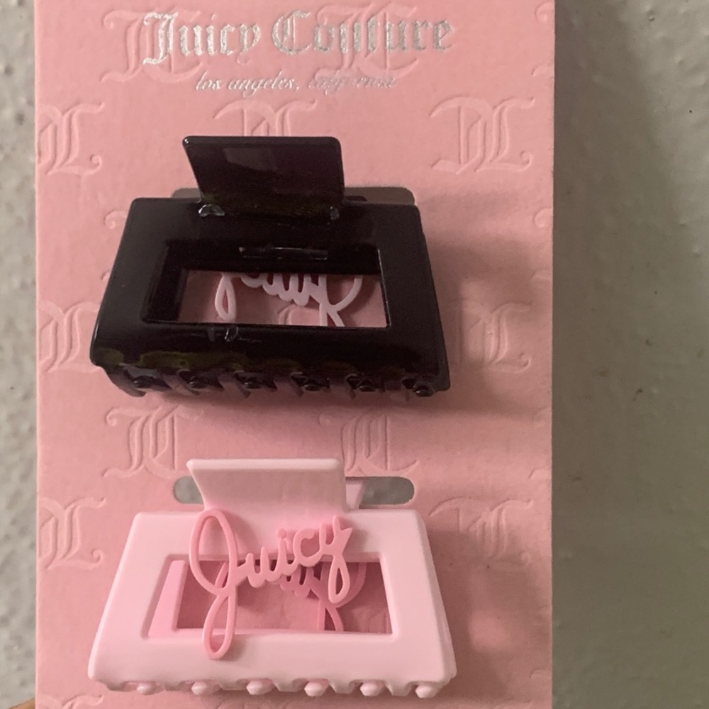 Juicy Couture Black and Pink Logo Hair Claw Set